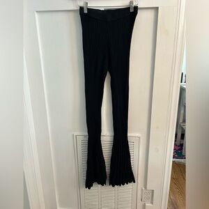 SANDRO Noe Flare Rib-knit Flare Pants In Black
